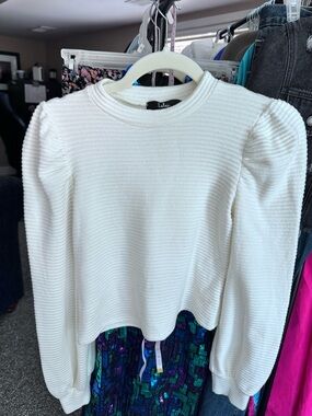 Lulu's Cream Ribbed Crewneck Sweater